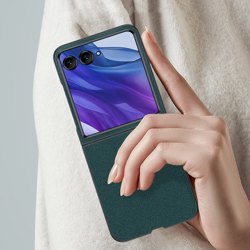 For Motorola Razr 50 Ultra Ultra-thin Plain Skin Leather Phone Case(Orange)