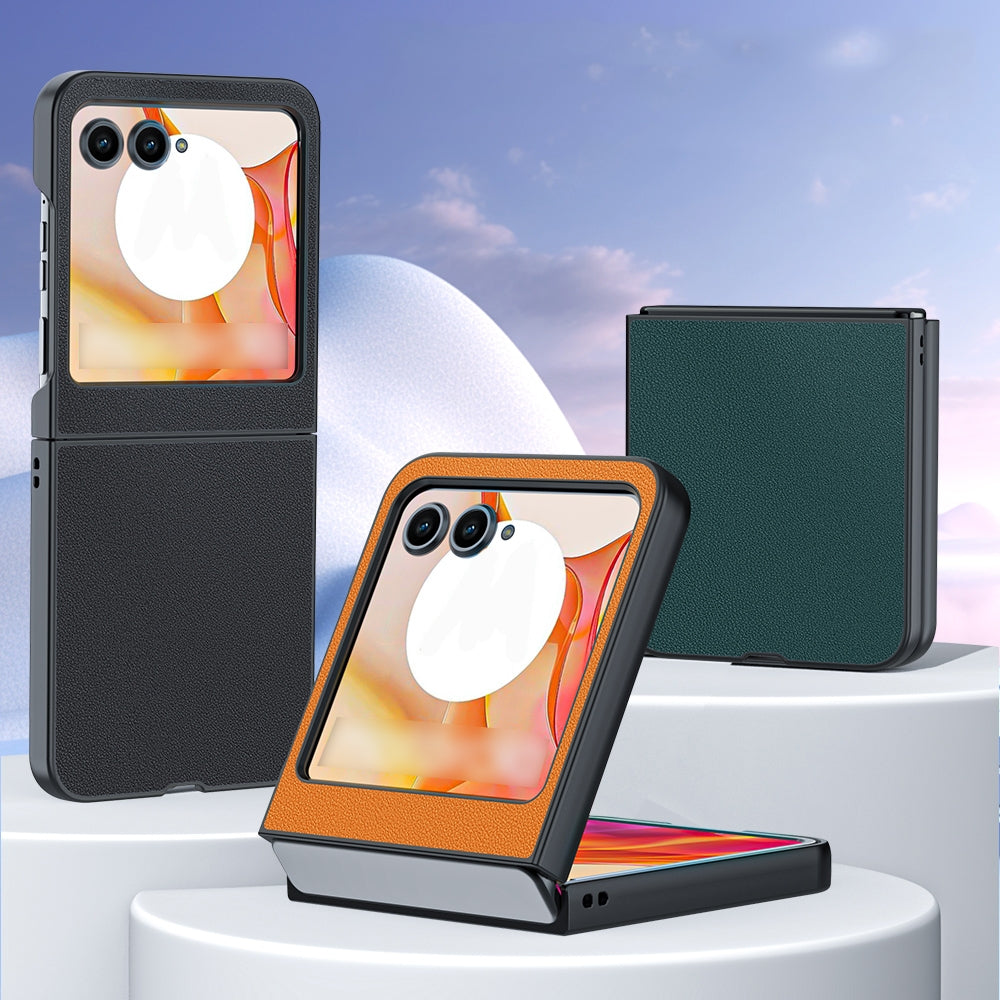 For Motorola Razr 50 Ultra-thin Plain Skin Leather Phone Case(Green)