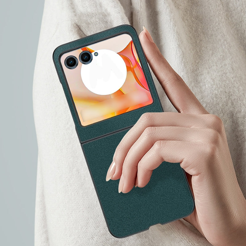 For Motorola Razr 50 Ultra-thin Plain Skin Leather Phone Case(Orange)