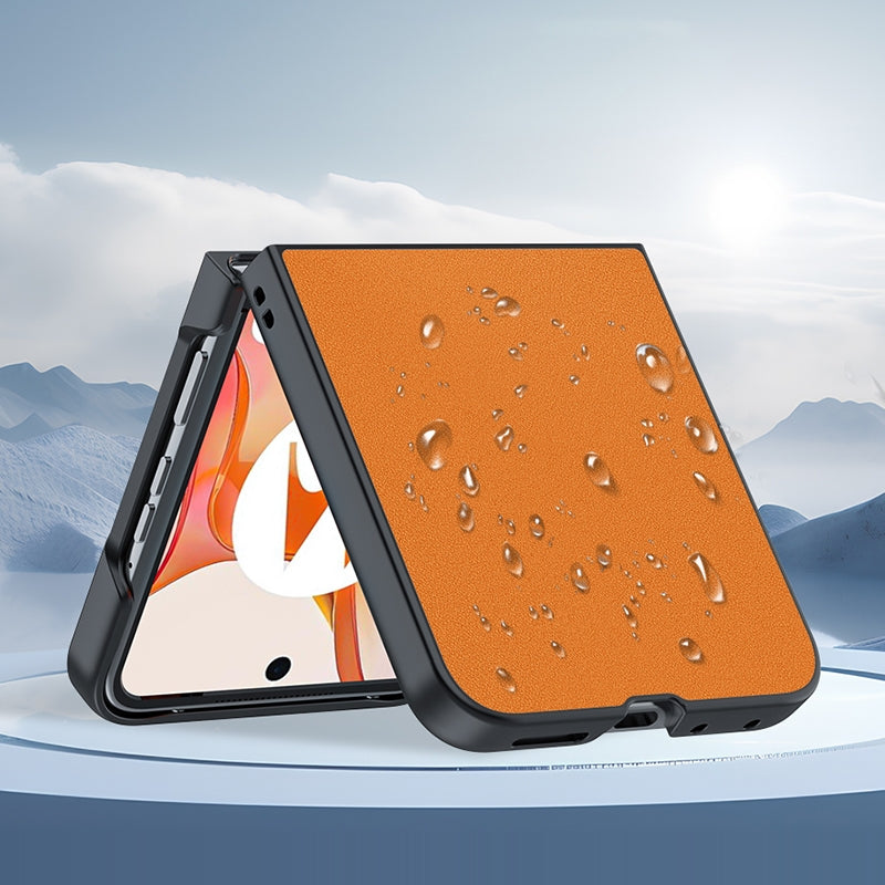 For Motorola Razr 50 Ultra-thin Plain Skin Leather Phone Case(Orange)