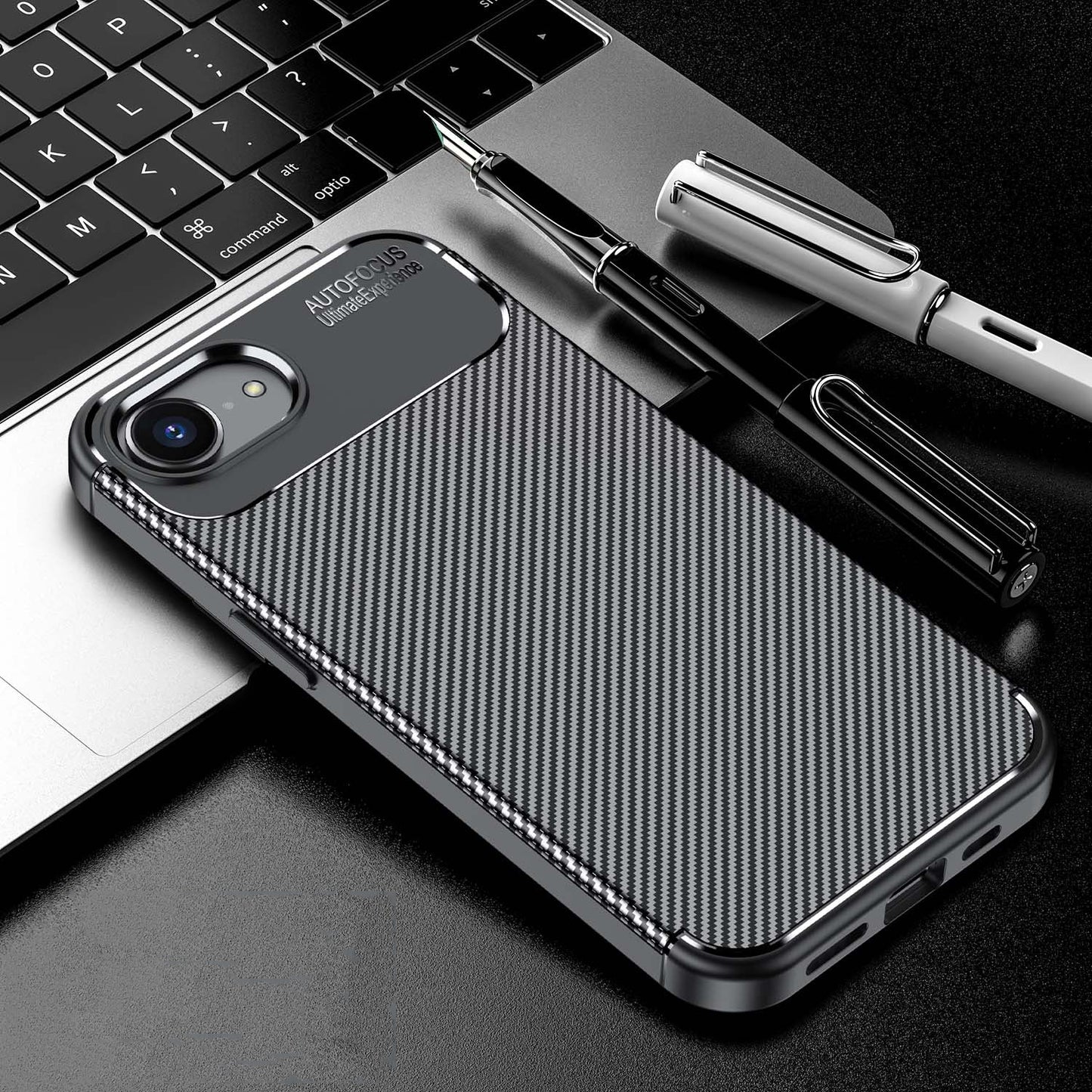 For iPhone 16e Carbon Fiber Texture Shockproof TPU Phone Case(Black)