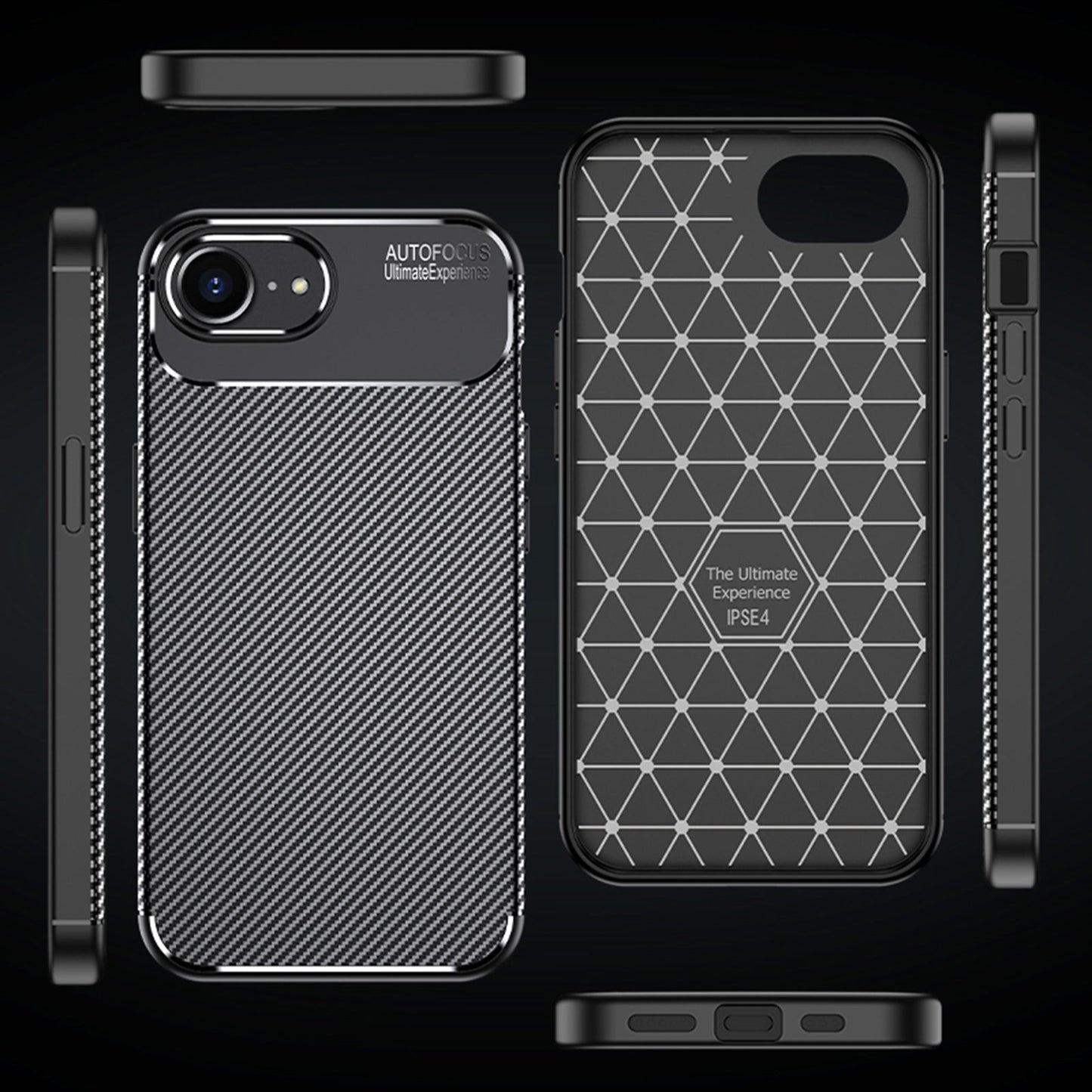 For iPhone 16e Carbon Fiber Texture Shockproof TPU Phone Case(Black)