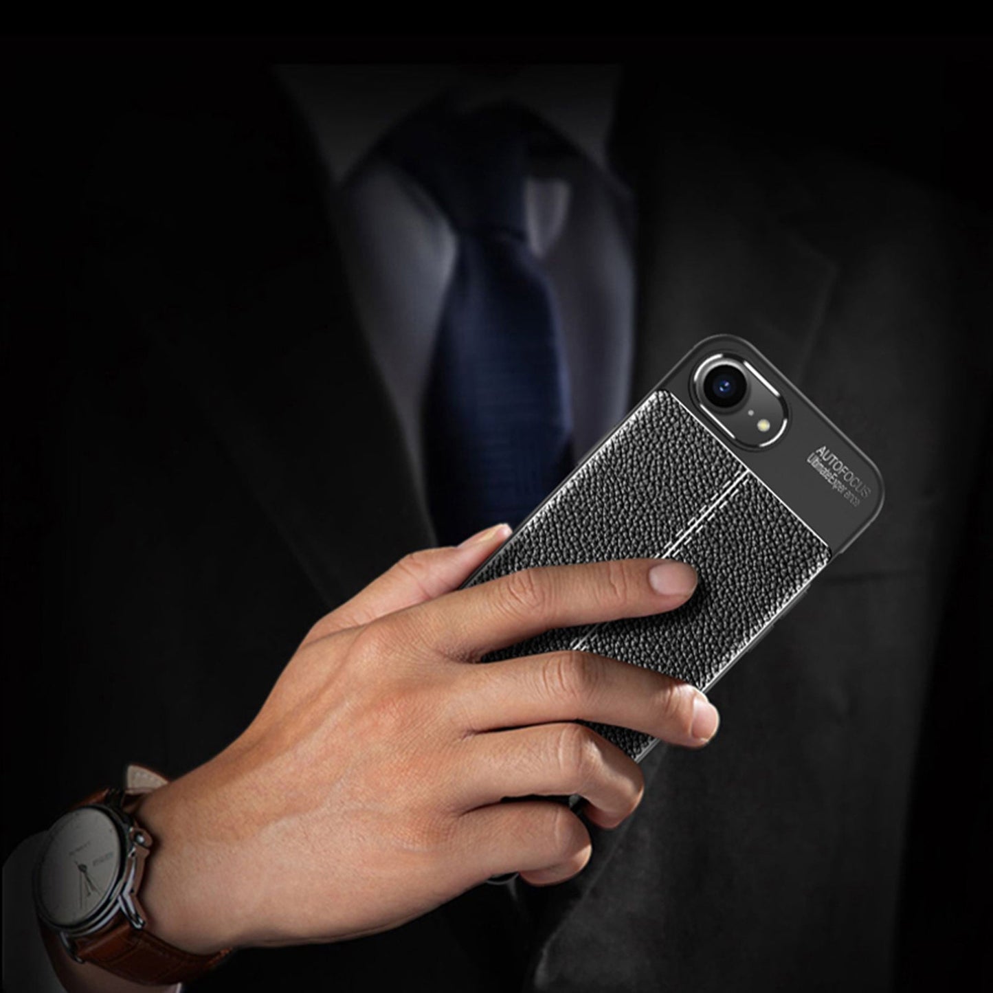 For iPhone 16e Litchi Texture Shockproof TPU Phone Case(Black)