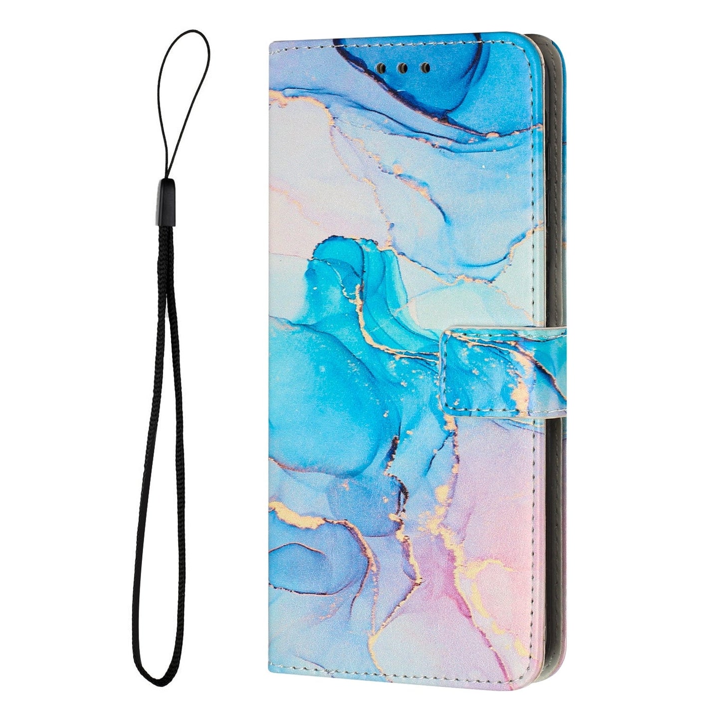 For Redmi 14C 4G / A3 Pro Painted Marble Pattern Leather Phone Case(Pink Green)