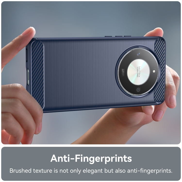 For Honor X9B Brushed Texture Carbon Fiber TPU Phone Case(Blue)