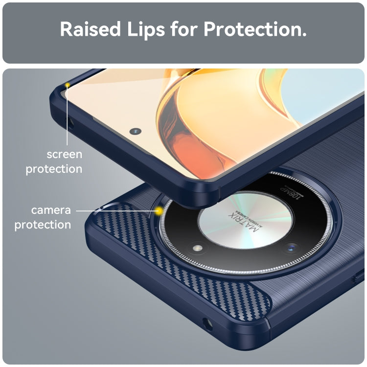 For Honor X9B Brushed Texture Carbon Fiber TPU Phone Case(Blue)