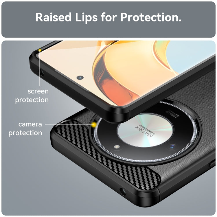 For Honor X50 Brushed Texture Carbon Fiber TPU Phone Case(Black)