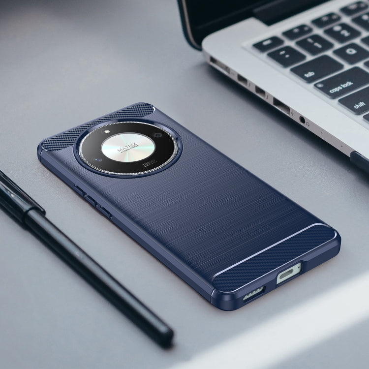 For Honor X50 Brushed Texture Carbon Fiber TPU Phone Case(Blue)