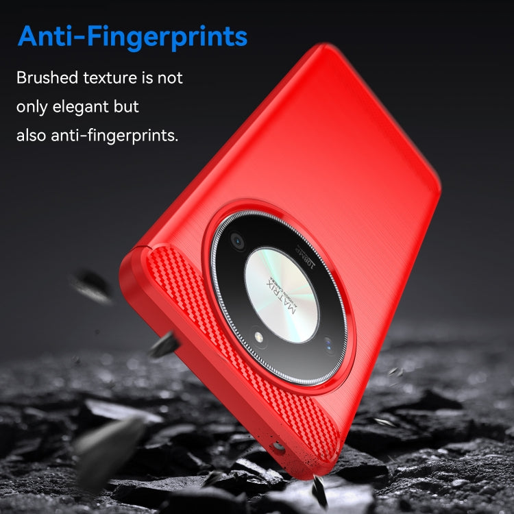 For Honor X50 Brushed Texture Carbon Fiber TPU Phone Case(Red)