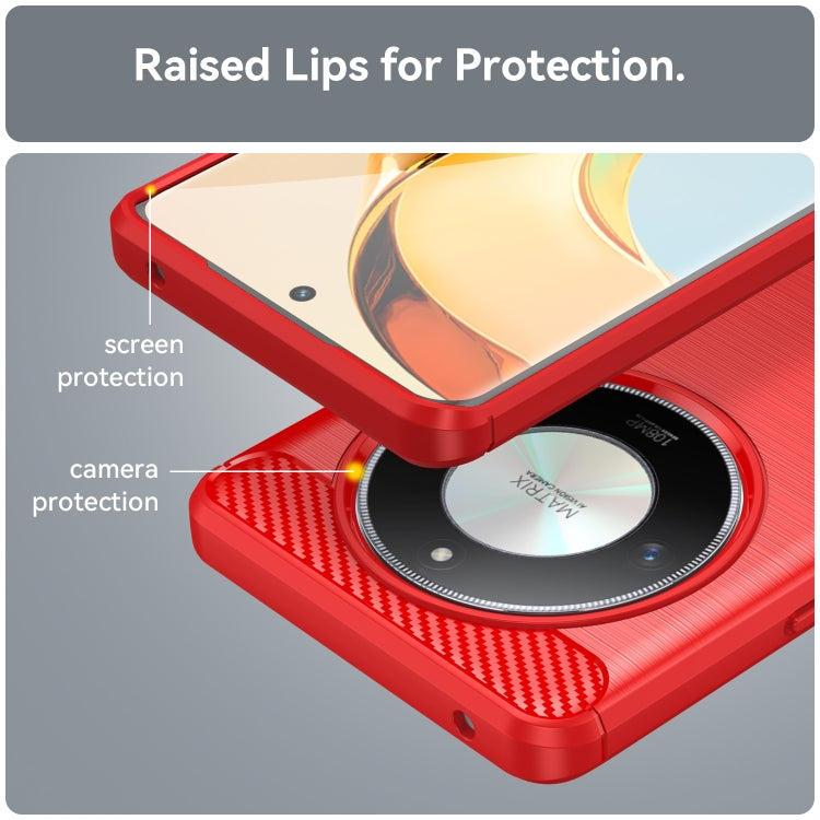 For Honor X50 Brushed Texture Carbon Fiber TPU Phone Case(Red)