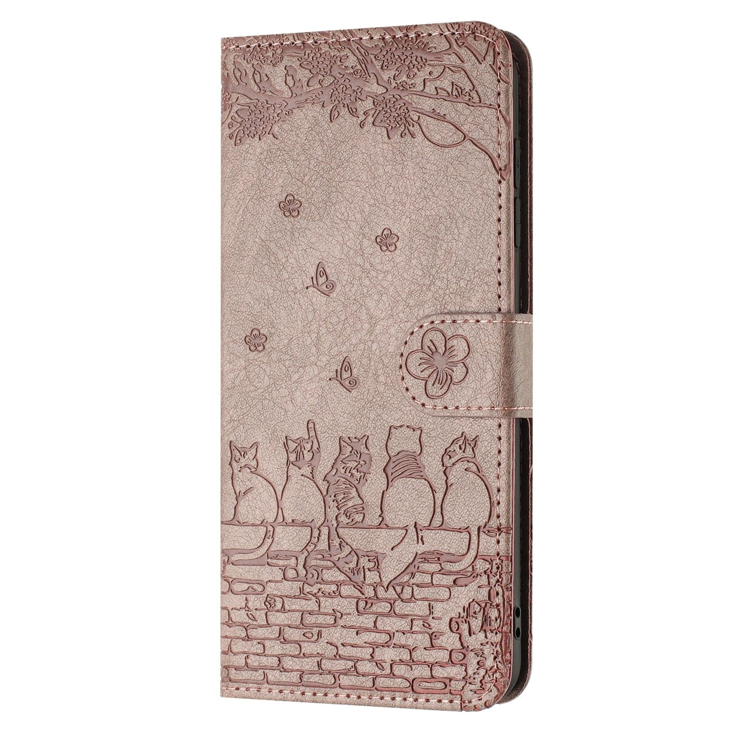For iPhone 16e Cat Embossing Pattern Leather Phone Case with Lanyard(Grey)