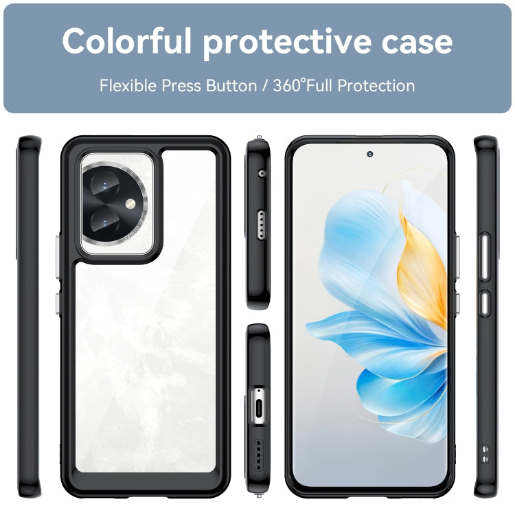 For Honor 100 Colorful Series Acrylic Hybrid TPU Phone Case(Black)
