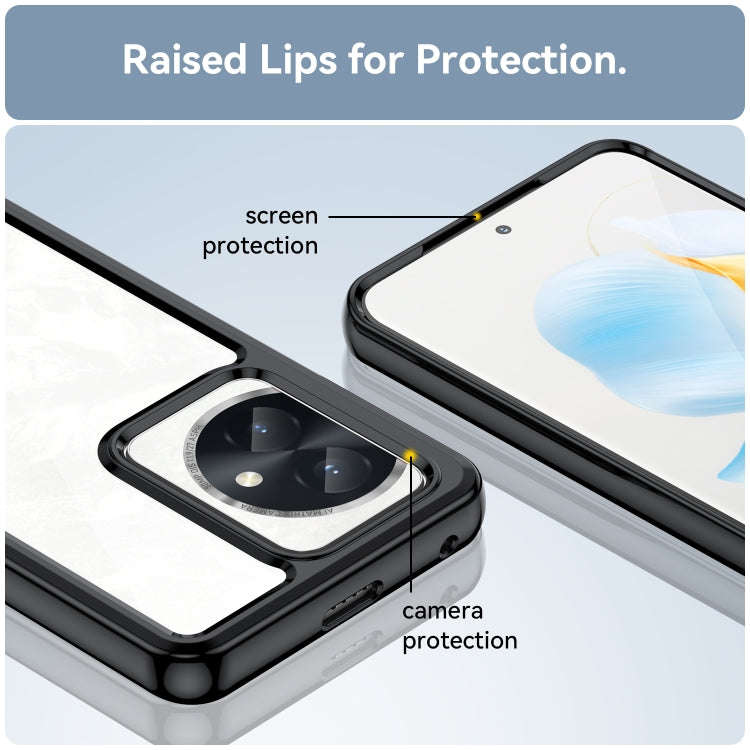 For Honor 100 Colorful Series Acrylic Hybrid TPU Phone Case(Black)