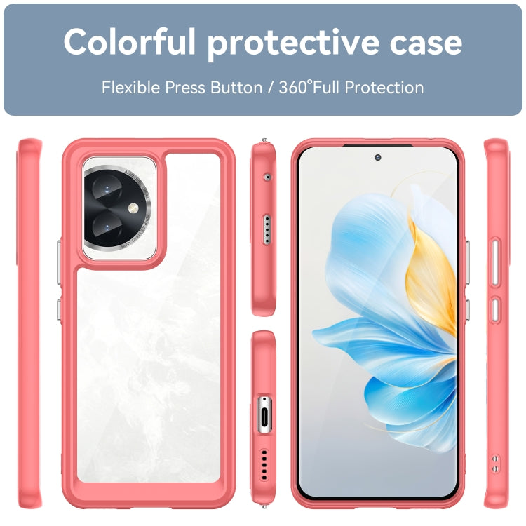 For Honor 100 Colorful Series Acrylic Hybrid TPU Phone Case(Red)