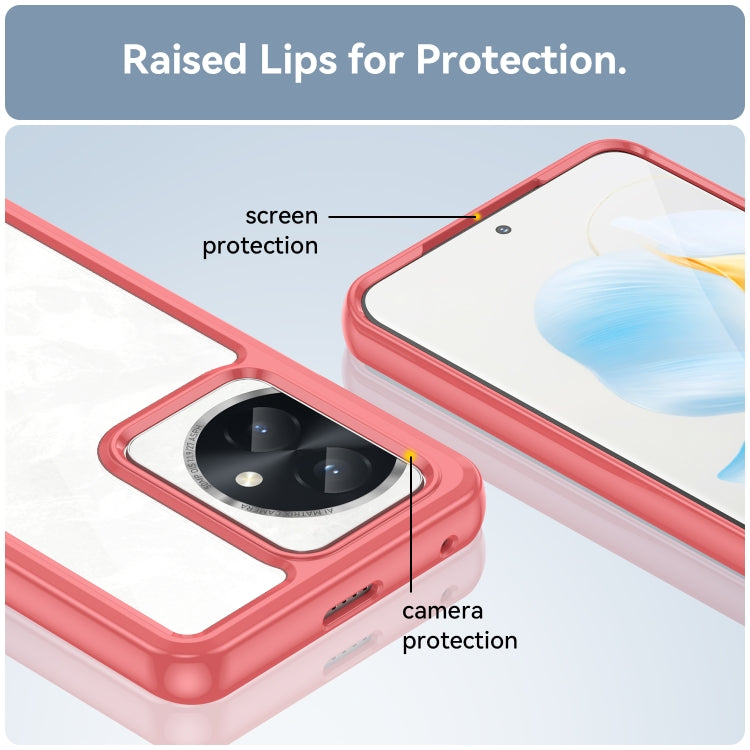 For Honor 100 Colorful Series Acrylic Hybrid TPU Phone Case(Red)