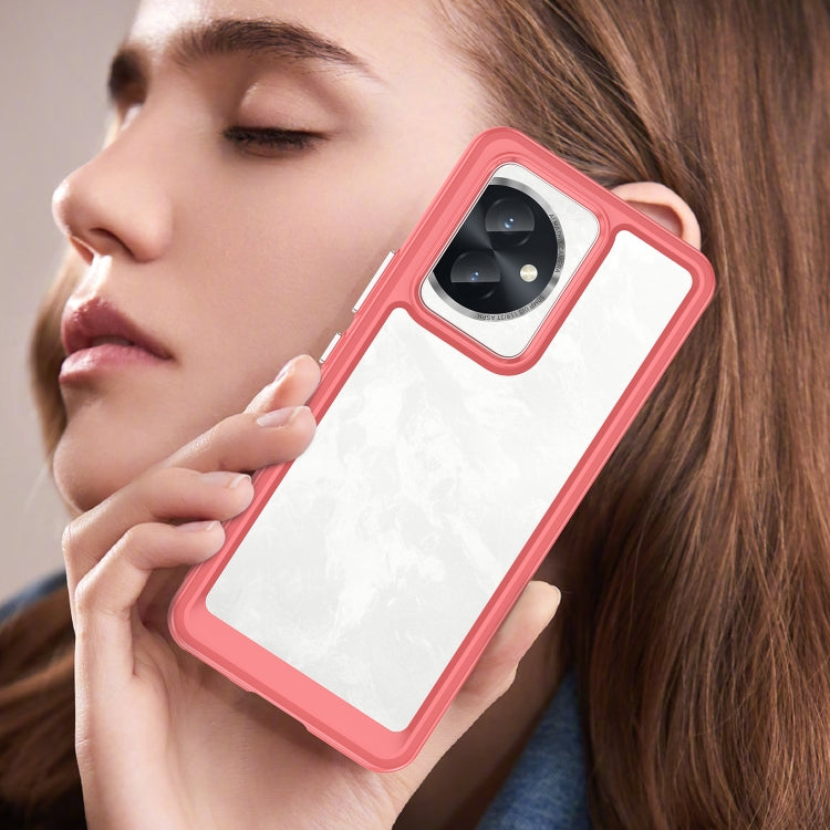 For Honor 100 Colorful Series Acrylic Hybrid TPU Phone Case(Red)