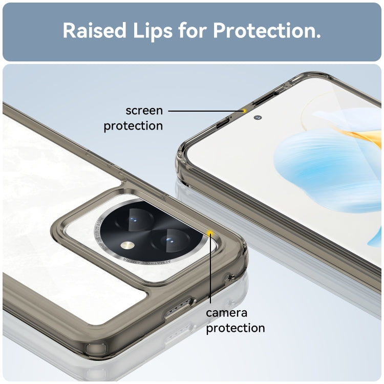 For Honor 100 Colorful Series Acrylic Hybrid TPU Phone Case(Transparent Grey)