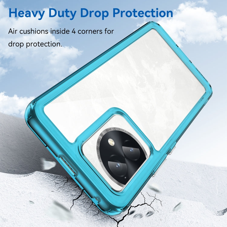 For Honor 100 Colorful Series Acrylic Hybrid TPU Phone Case(Transparent Blue)