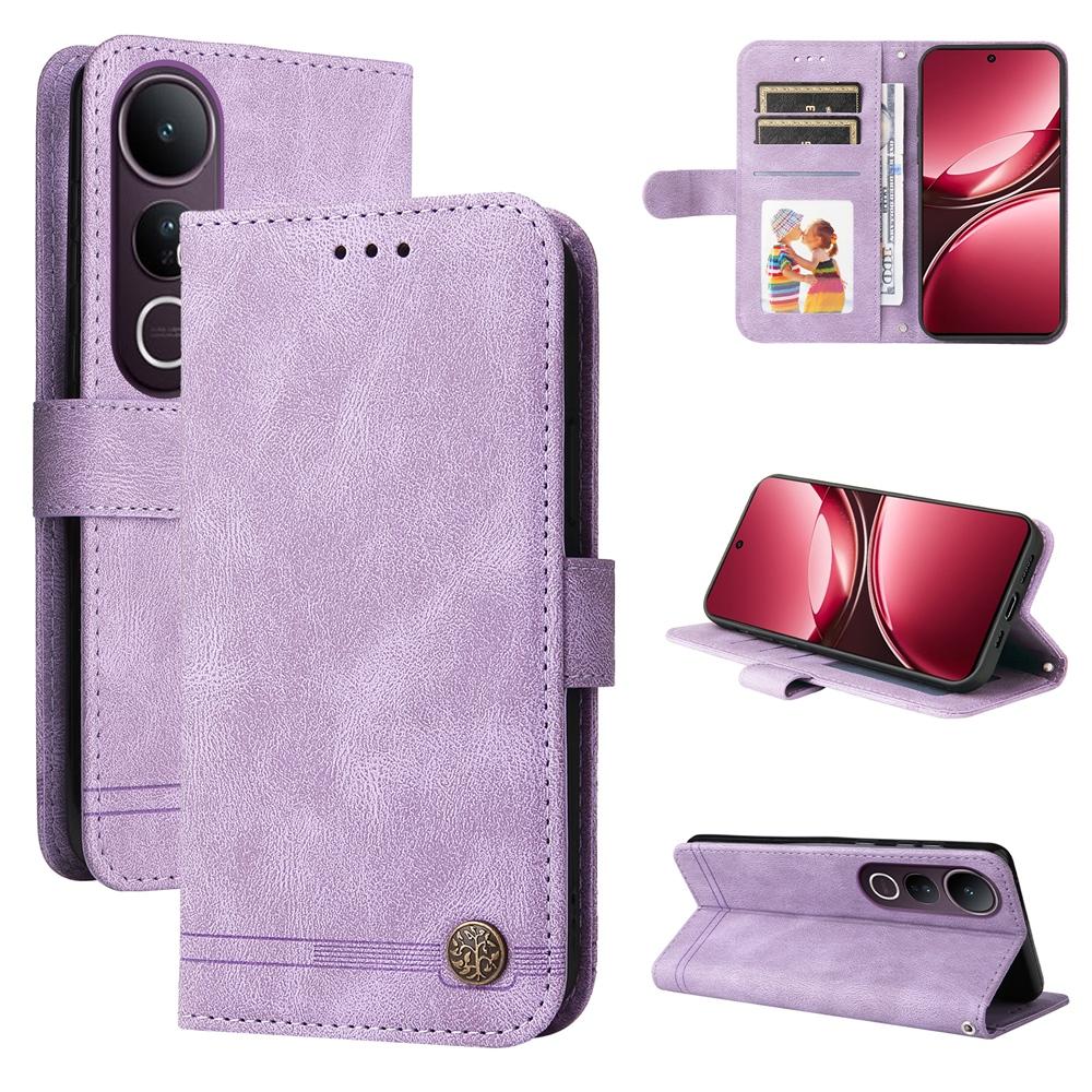 For vivo V50 Lite 4G / 5G Skin Feel Life Tree Metal Button Leather Phone Case(Purple)