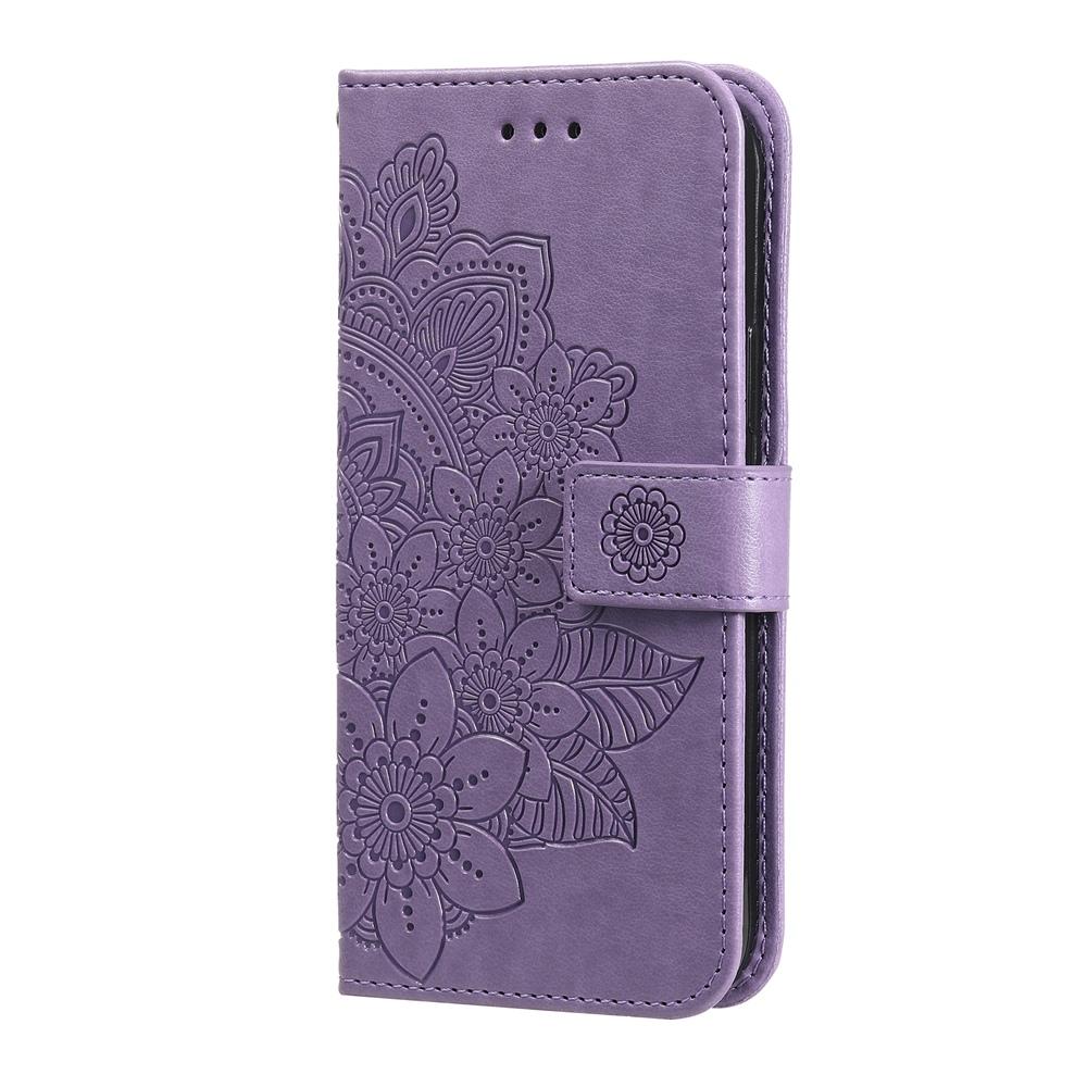 For vivo V50 Seven-petal Flowers Embossing Leather Phone Case(Light Purple)