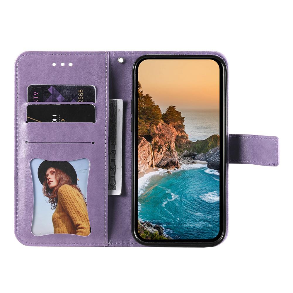 For vivo V50 Seven-petal Flowers Embossing Leather Phone Case(Light Purple)