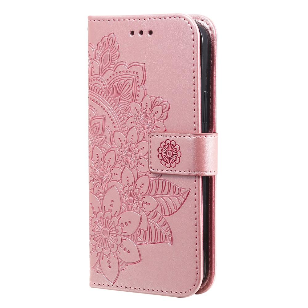 For vivo V50 Seven-petal Flowers Embossing Leather Phone Case(Rose Gold)