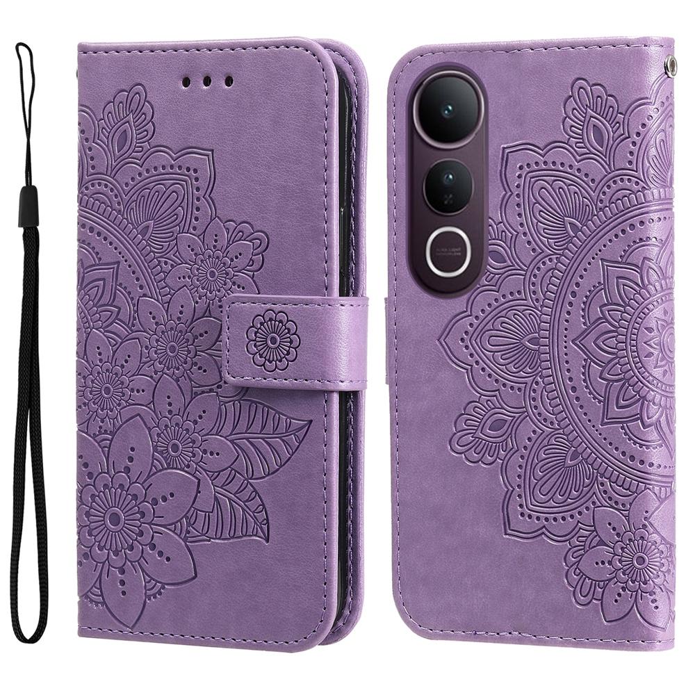For vivo V50 Lite 4G / 5G Seven-petal Flowers Embossing Leather Phone Case(Light Purple)