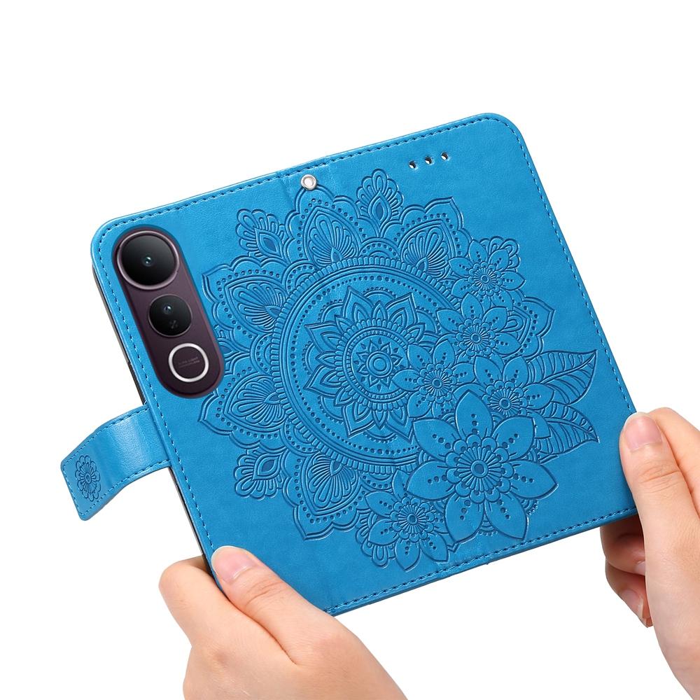 For vivo V50 Lite 4G / 5G Seven-petal Flowers Embossing Leather Phone Case(Blue)