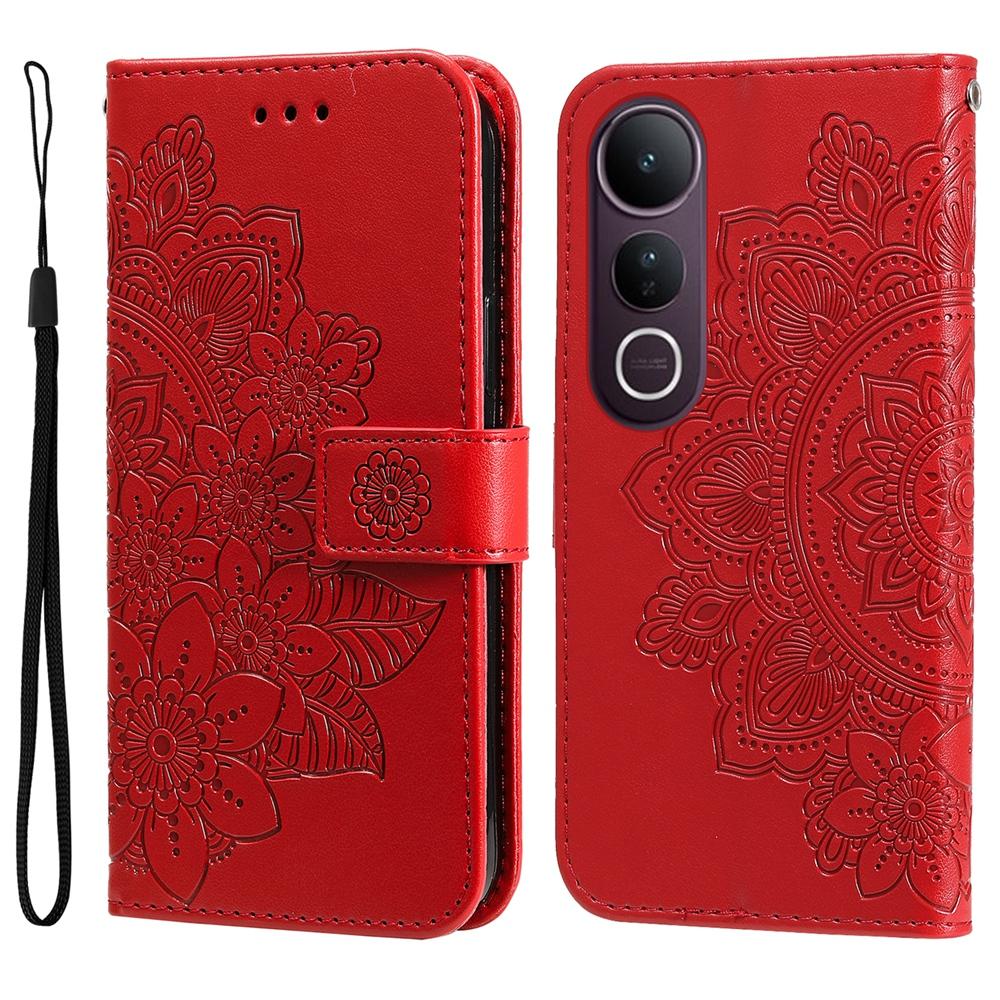 For vivo V50 Lite 4G / 5G Seven-petal Flowers Embossing Leather Phone Case(Red)