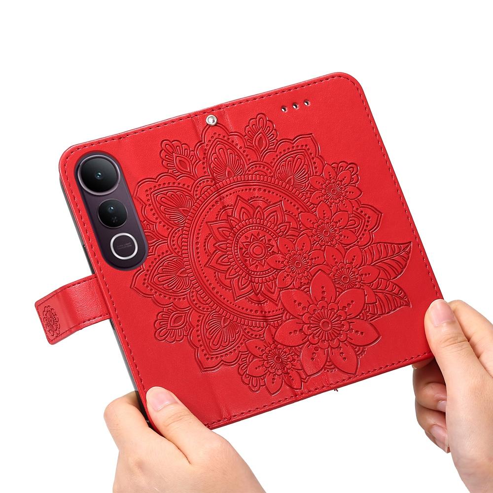 For vivo V50 Lite 4G / 5G Seven-petal Flowers Embossing Leather Phone Case(Red)