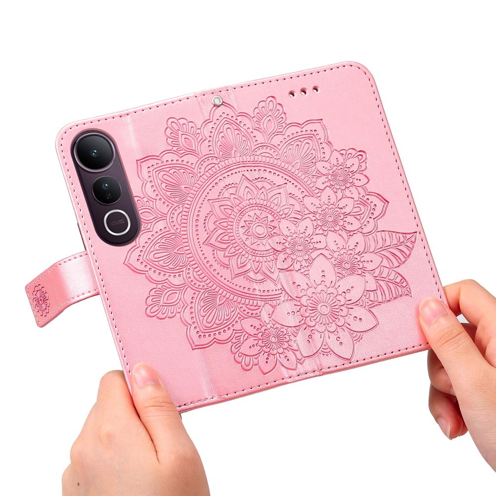 For vivo V50 Lite 4G / 5G Seven-petal Flowers Embossing Leather Phone Case(Rose Gold)
