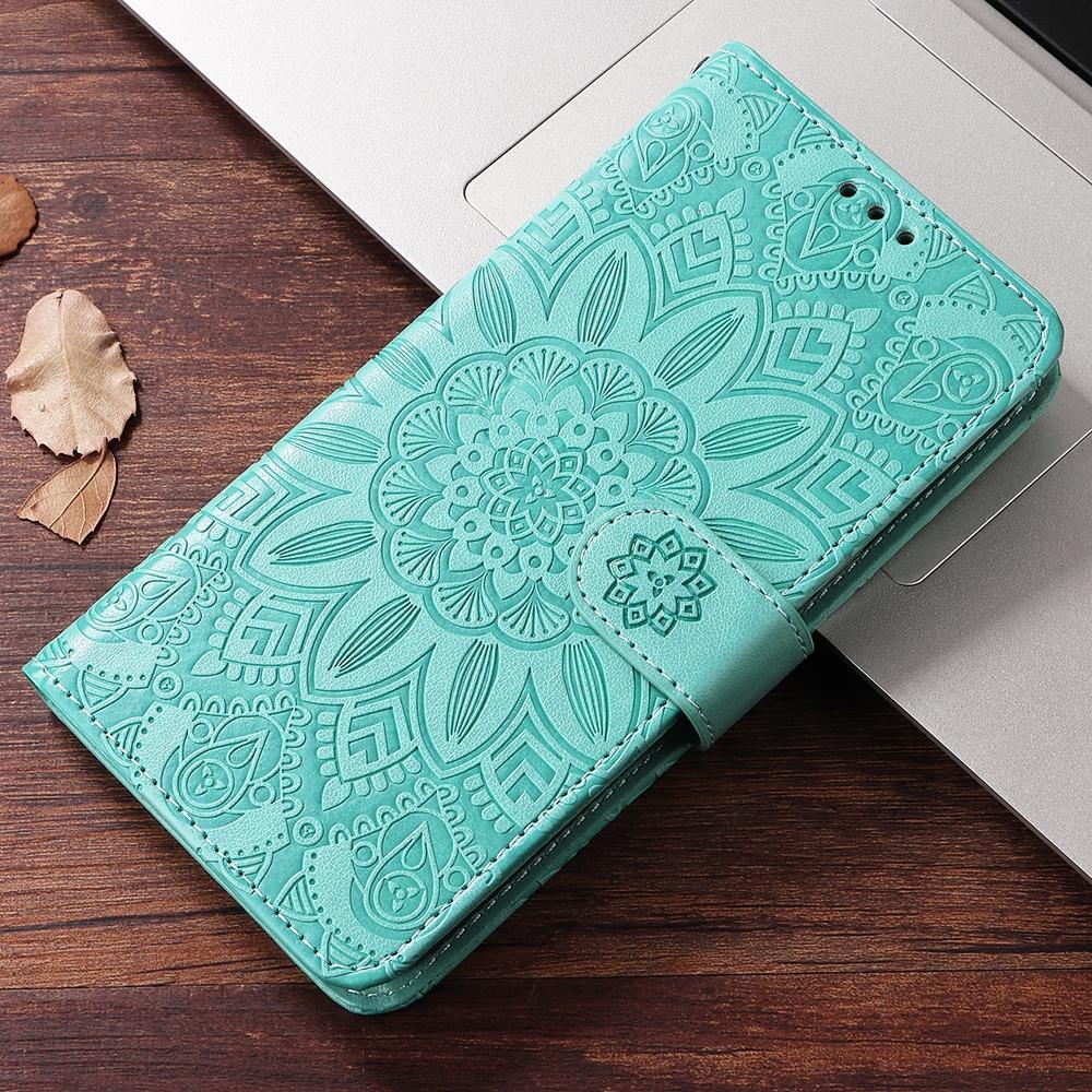 For vivo V50 Embossed Sunflower Leather Phone Case(Green)