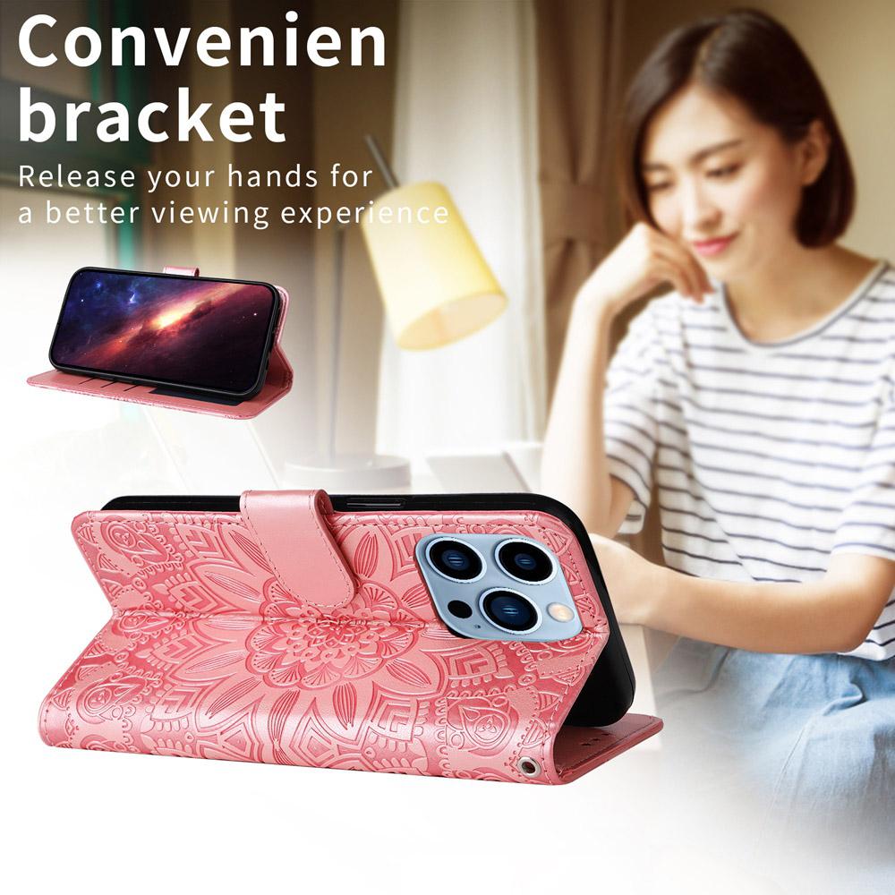 For vivo V50 Embossed Sunflower Leather Phone Case(Rose Gold)