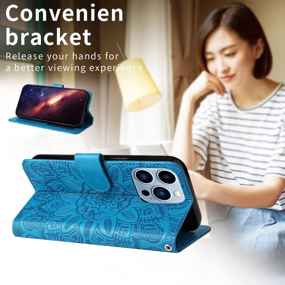 For vivo V50 Lite 4G / 5G Embossed Sunflower Leather Phone Case(Blue)