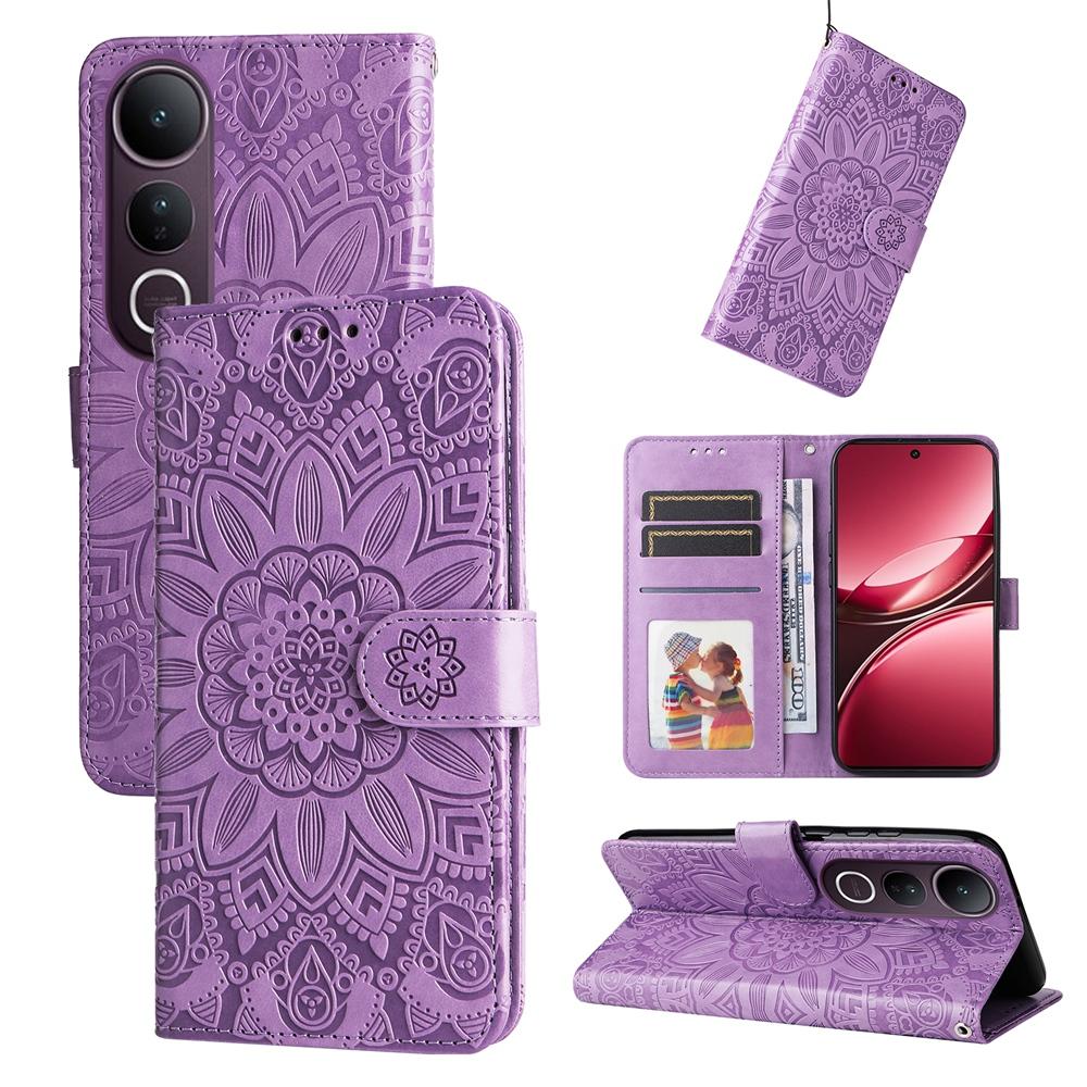 For vivo V50 Lite 4G / 5G Embossed Sunflower Leather Phone Case(Purple)