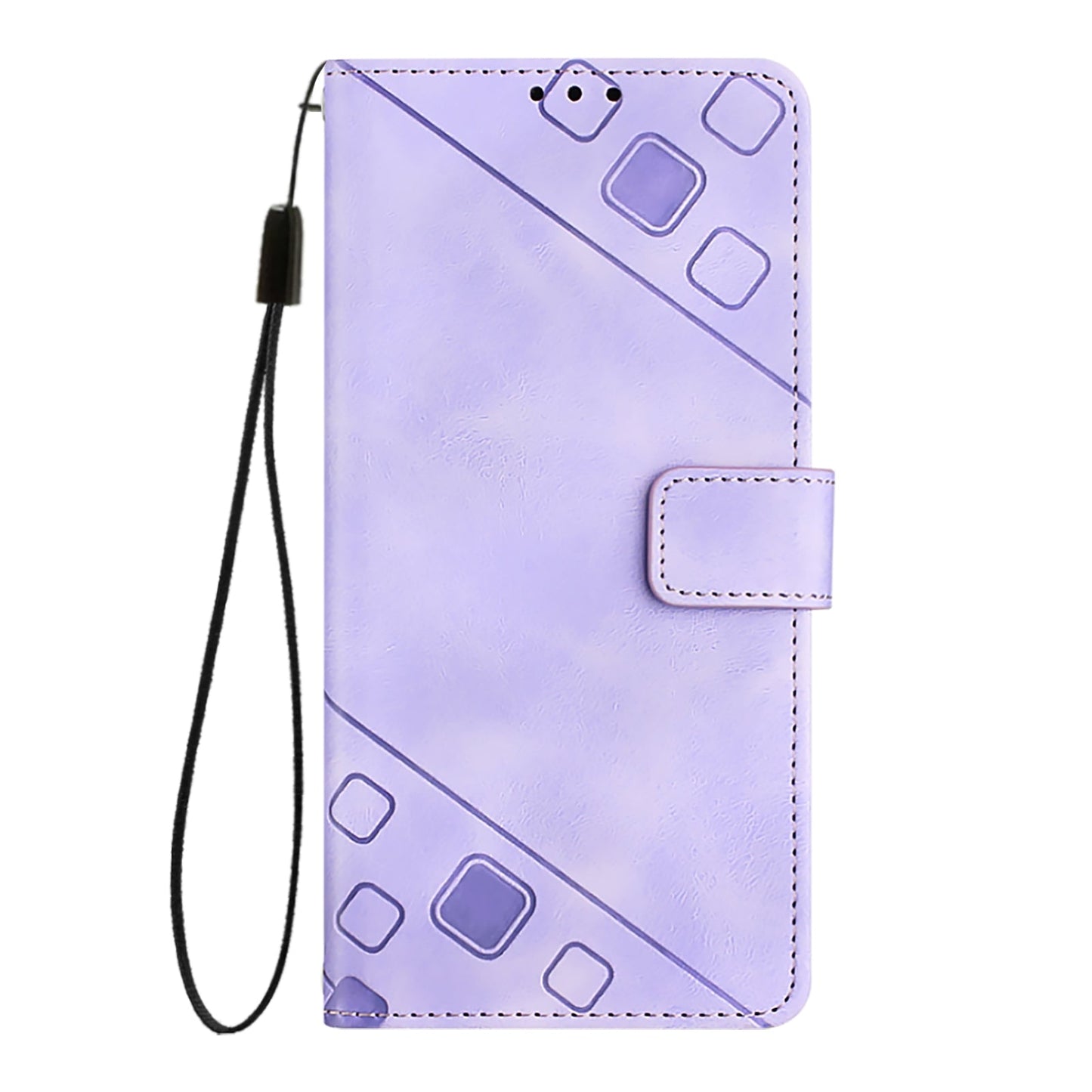 For iPhone 16e Skin-feel Embossed Leather Phone Case(Light Purple)