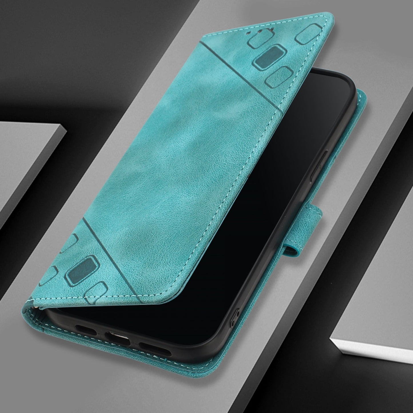 For iPhone 16e Skin-feel Embossed Leather Phone Case(Green)