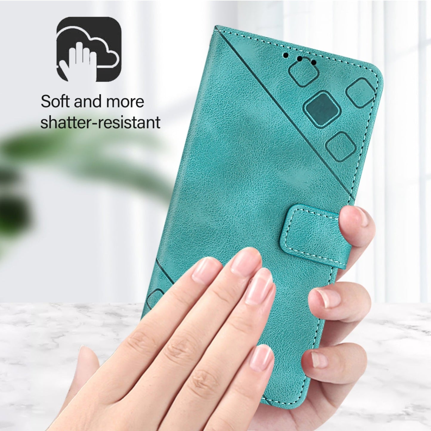 For iPhone 16e Skin-feel Embossed Leather Phone Case(Green)