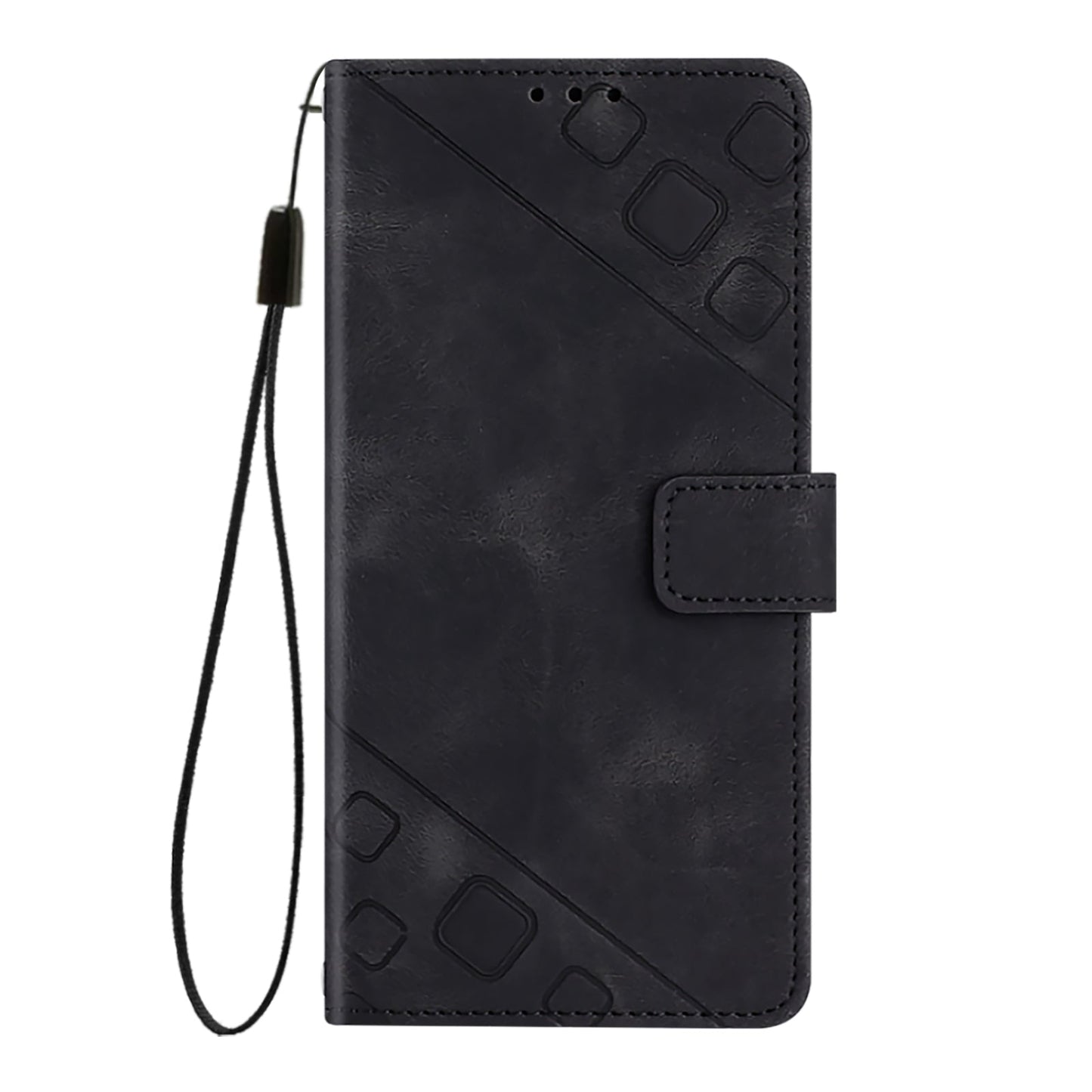For iPhone 16e Skin-feel Embossed Leather Phone Case(Black)