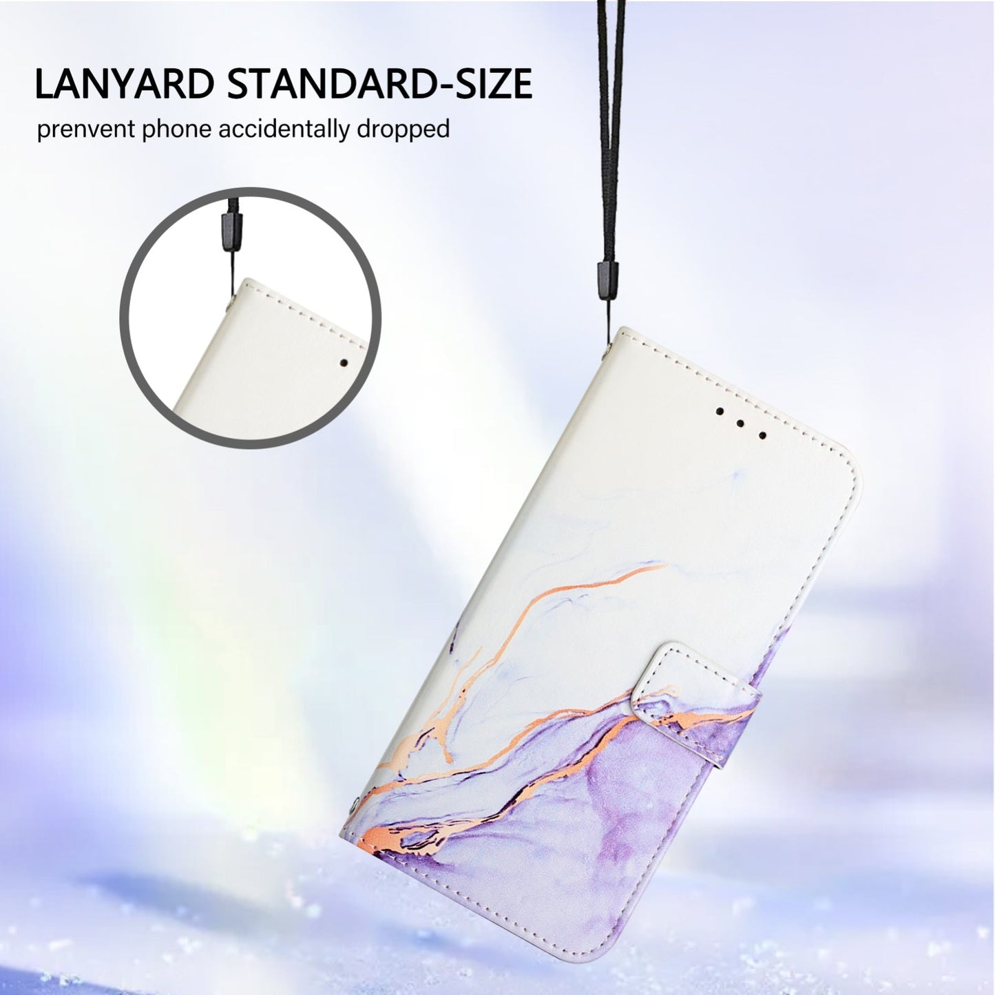 For iPhone 16e PT003 Marble Pattern Flip Leather Phone Case(White Purple LS006)