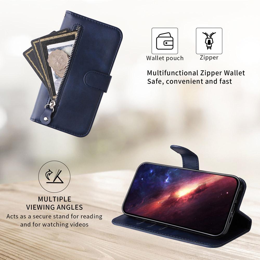 For vivo V50 Fashion Calf Texture Zipper Leather Phone Case(Blue)