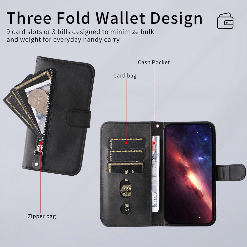 For vivo V50 Fashion Calf Texture Zipper Leather Phone Case(Black)