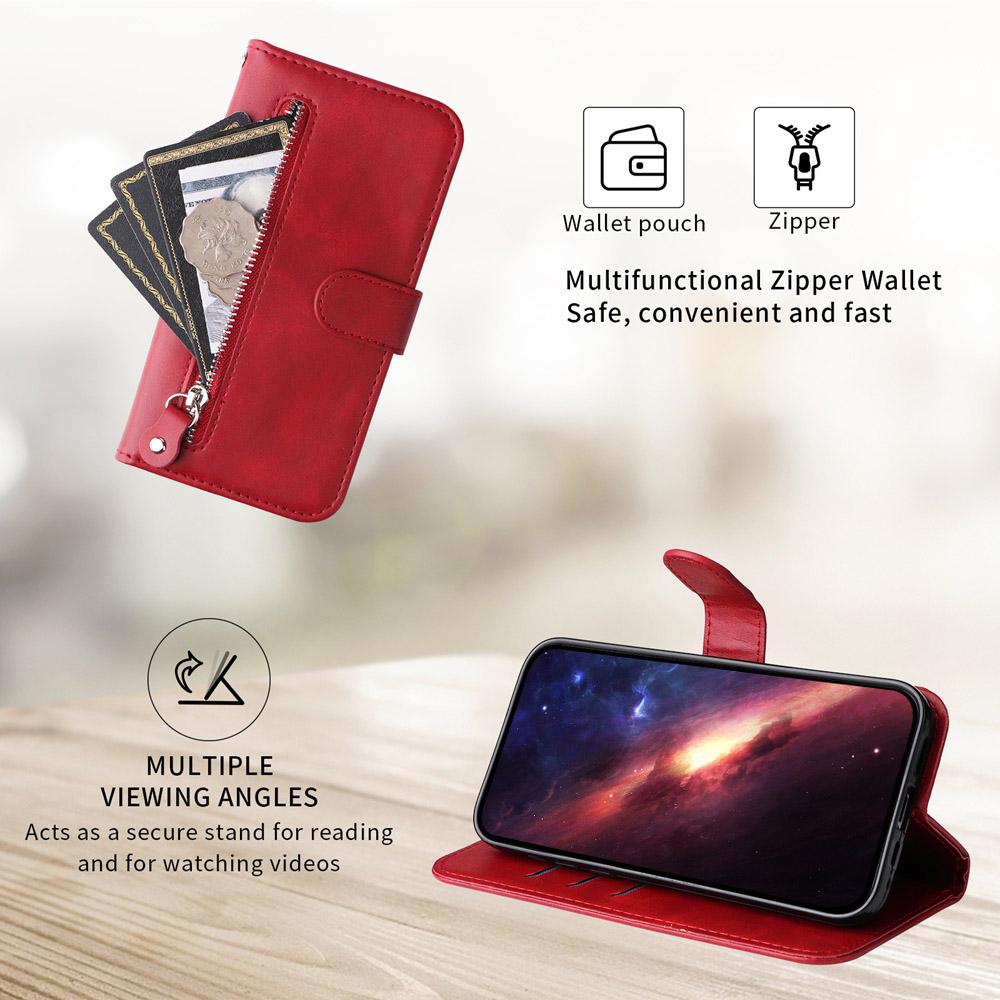 For vivo V50 Fashion Calf Texture Zipper Leather Phone Case(Red)