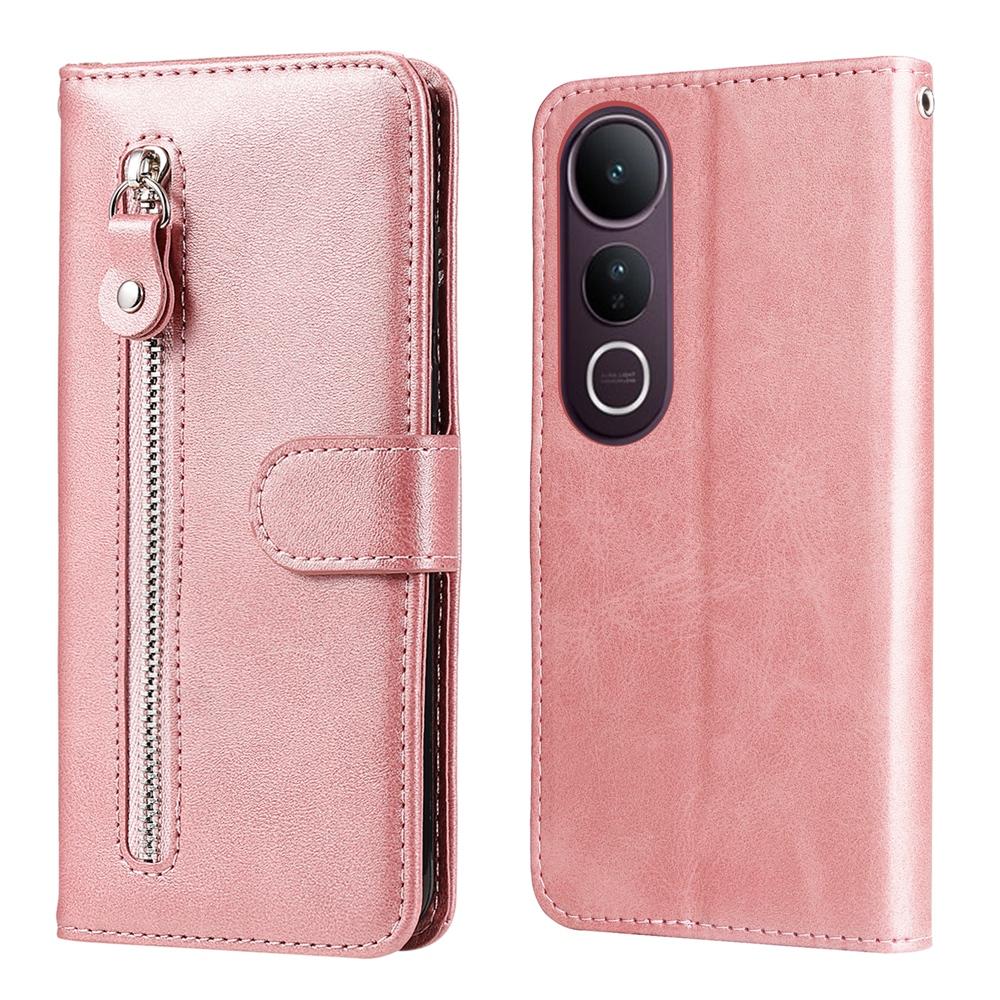 For vivo V50 Lite 4G / 5G Fashion Calf Texture Zipper Leather Phone Case(Rose Gold)
