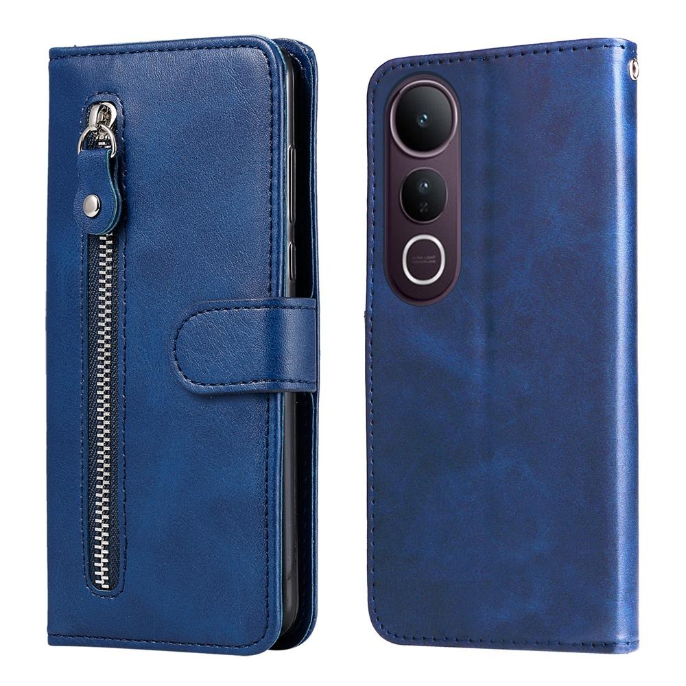 For vivo V50 Lite 4G / 5G Fashion Calf Texture Zipper Leather Phone Case(Blue)
