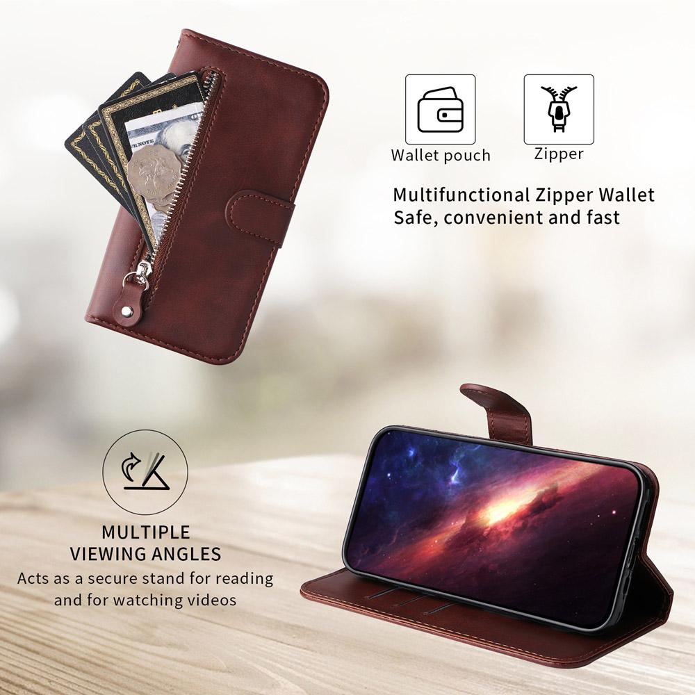 For vivo V50 Lite 4G / 5G Fashion Calf Texture Zipper Leather Phone Case(Brown)