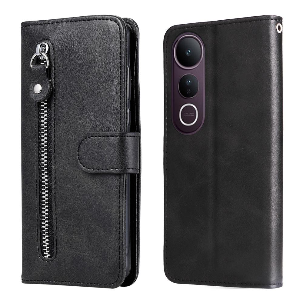 For vivo V50 Lite 4G / 5G Fashion Calf Texture Zipper Leather Phone Case(Black)