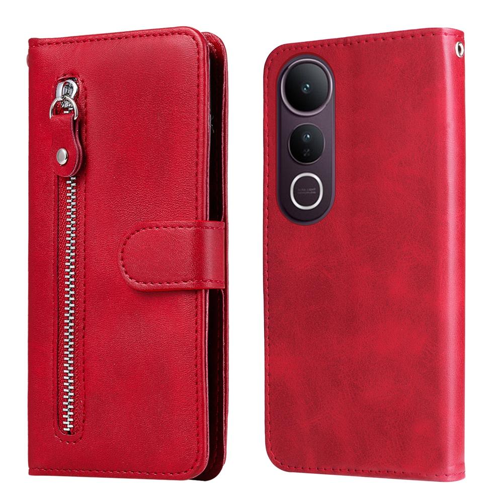 For vivo V50 Lite 4G / 5G Fashion Calf Texture Zipper Leather Phone Case(Red)