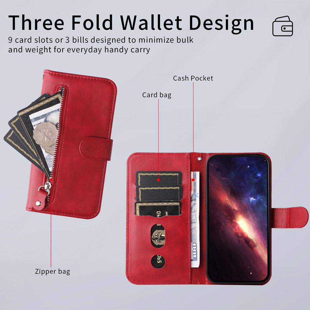 For vivo V50 Lite 4G / 5G Fashion Calf Texture Zipper Leather Phone Case(Red)