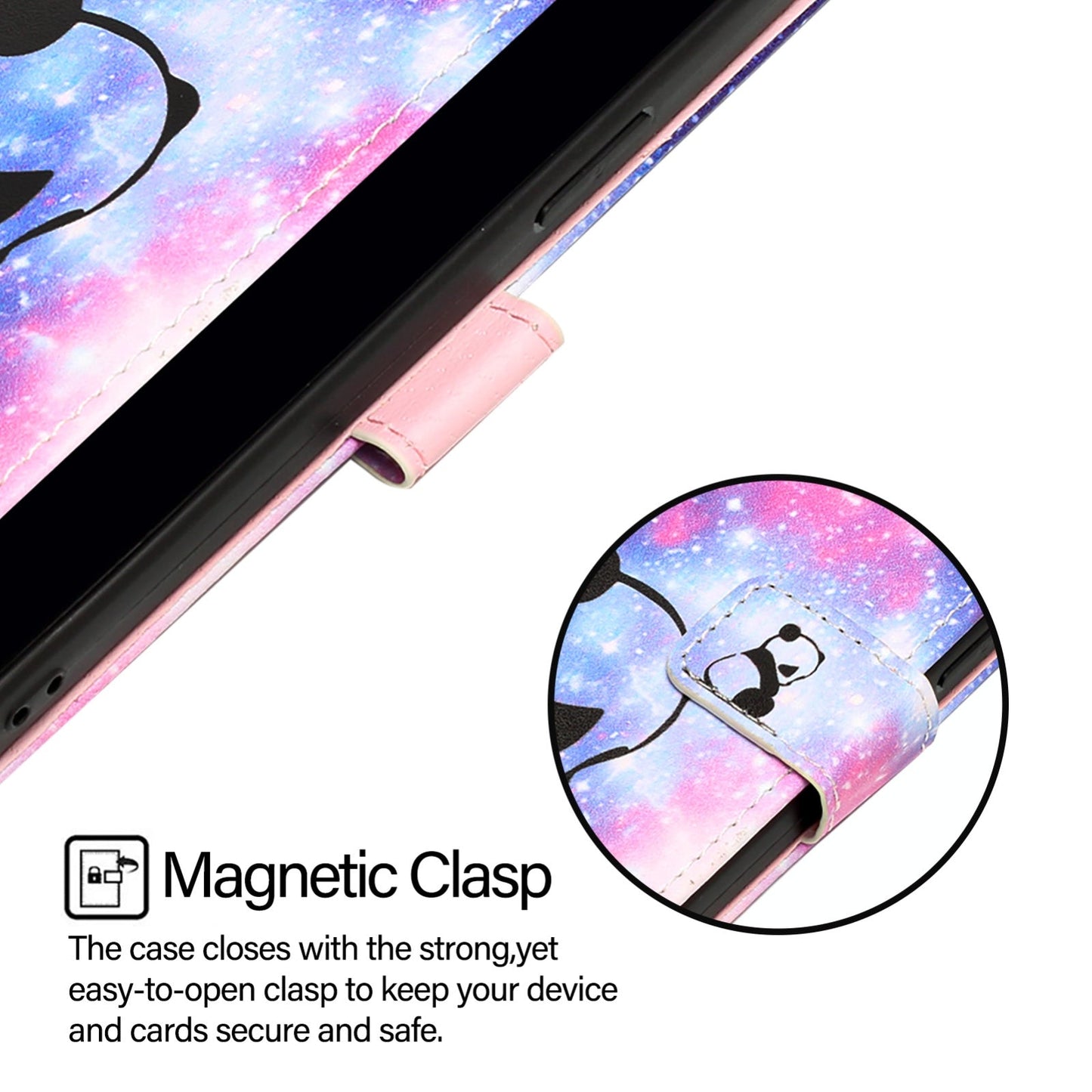 For iPhone 16e Colored Drawing Pattern Plain Weave Leather Phone Case(Baby Panda)